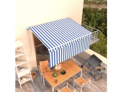 vidaXL Ručne zaťahovacia markíza s tienidlom 3x2,5 m modro-biela