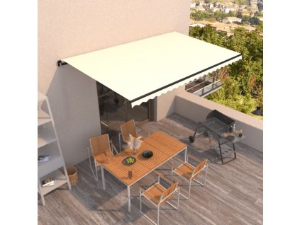 vidaXL Ručne zaťahovacia markíza 500x300 cm krémová