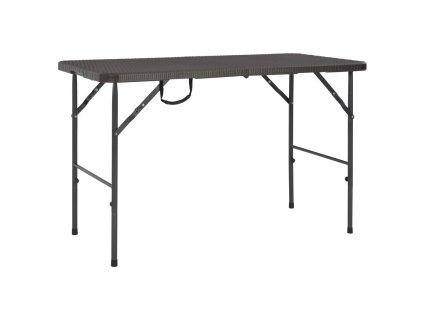 vidaXL Skladací záhradný stôl,hnedý 120x60x74cm, HDPE, ratanový vzhľad