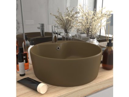 vidaXL Luxusné umývadlo, prepad, matné krémové 36x13 cm, keramika