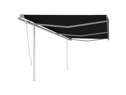 vidaXL Ručne zaťahovacia markíza so stĺpikmi 6x3 m antracitová