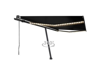 vidaXL Automatická markíza s LED a senzorom vetra 400x350 cm antracit