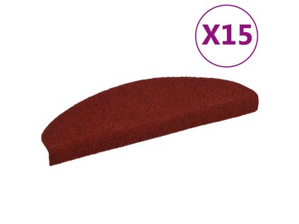 vidaXL Samolepiace nášľapy na schody, 15 ks, kobercové, 65x21x4cm, červené