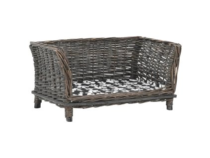 vidaXL Košík pre psa s vankúšom, sivý 50x33x30 cm, prírodná vŕba