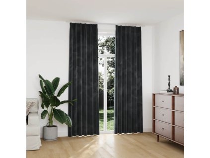vidaXL Zatemňovacie závesy 2 ks s háčikmi, zamat, antracit 140x245 cm
