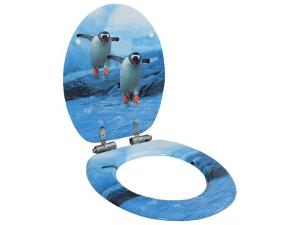 vidaXL WC sedadlo s pomalým sklápaním MDF dizajn s tučniakmi