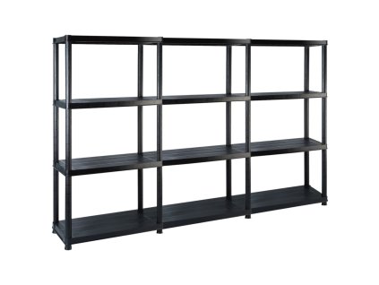 vidaXL Regál so 4 úložnými poličkami čierny 183x30,5x130 cm plastový
