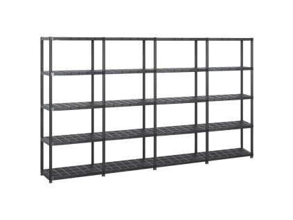 vidaXL Regál s 5 úložnými poličkami čierny 284x38x170 cm plastový
