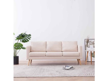 vidaXL Látková 3-miestna pohovka krémová