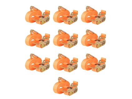 vidaXL Upínacie popruhy s račňou 10 ks, 0,4 tony, 6mx25mm, oranžové