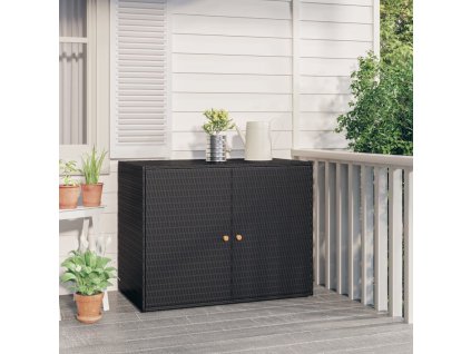 vidaXL Záhradná úložná skriňa čierna 100x55,5x80 cm polyratan