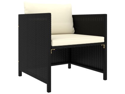 vidaXL Záhradná pohovka s podložkami čierna polyratanová