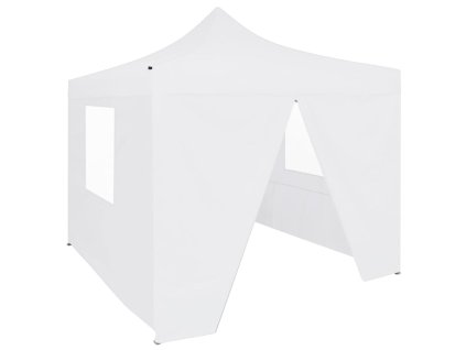 vidaXL Profesionálny skladací párty stan+4 steny 3x3 m, oceľ, biely