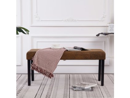 vidaXL Lavička 106 cm hnedá umelá semišová koža