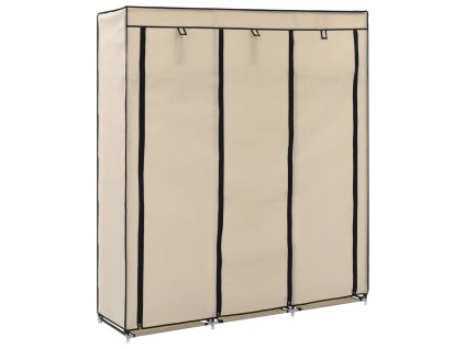 vidaXL Šatník s priehradkami a tyčami krémový látkový 150x45x175 cm