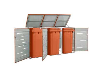vidaXL Ohrada na 3 odpadkové koše 207x77,5x112,5 cm nehrdzavejúca oceľ