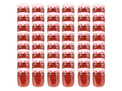 vidaXL Zaváracie poháre s bielo-červenými viečkami 48 ks 230 ml sklo