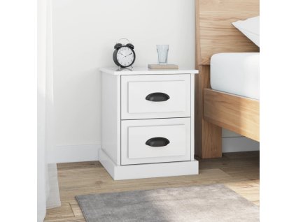 vidaXL Nočné stolíky 2 ks lesklé biele 39x39x47,5 cm spracované drevo