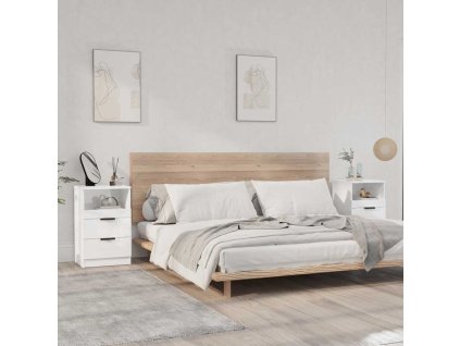 vidaXL Nočné stolíky 2 ks lesklé biele spracované drevo