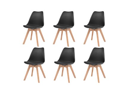 vidaXL Jedálenské stoličky 6 ks, čierne, plast