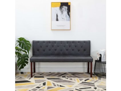 vidaXL Lavica sivá 148,5 cm umelá semišová koža