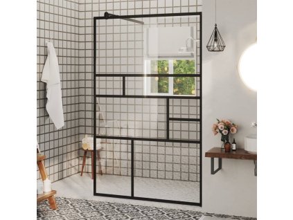 vidaXL Sprchová zástena s priehľadným ESG sklom 100x195 cm čierna