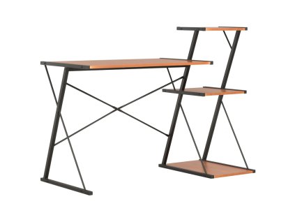 vidaXL Stôl s poličkami, čierno hnedý 116x50x93 cm