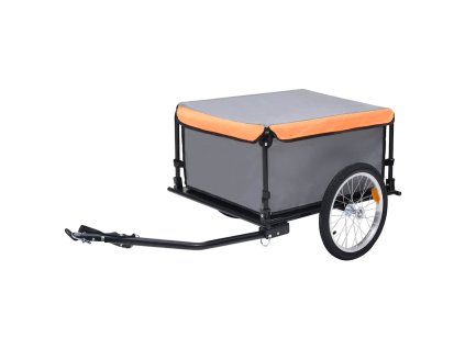 vidaXL Príves na bicykel, sivo oranžový 65 kg