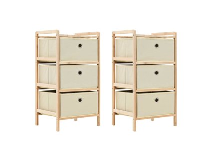 vidaXL Skladovacie regále a 3 látkové košíky 2 ks béžové cédrové drevo