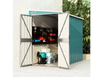 vidaXL Nástenná záhradná kôlňa zelená 118x194x178 cm pozinkovaná oceľ