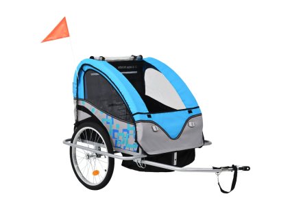 vidaXL Cyklovozík a kočík 2-v-1, modro sivý