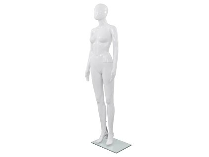 vidaXL Dámska figurína, sklenený podstavec, lesklá biela 175 cm