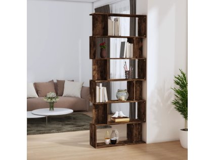 vidaXL Knižnica/paraván dymový dub 80x24x192 cm spracované drevo