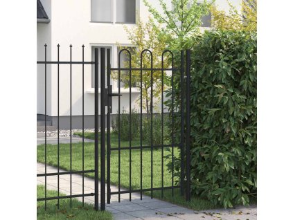 vidaXL Jednokrídlová plotová brána s oblúkom, oceľ 1x1,5 m, čierna