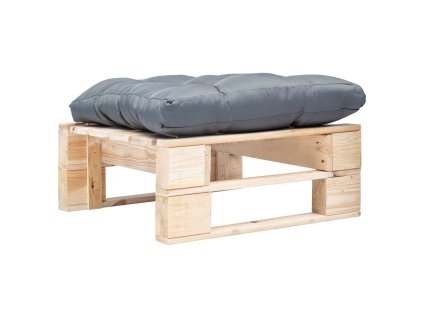 vidaXL Záhradná taburetka z paliet, sivá podložka, prírodná, drevo