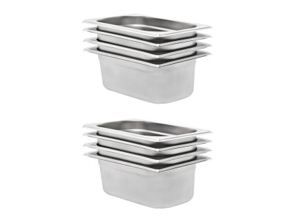 vidaXL Gastronádoby 8 ks, GN 1/4, 100 mm, nehrdzavejúca oceľ