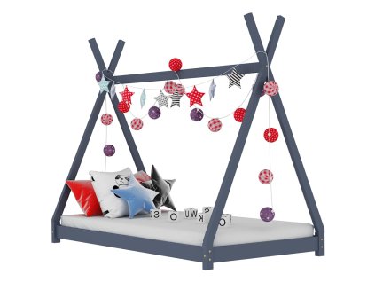 vidaXL Detský posteľný rám sivý 80x160 cm borovicový masív