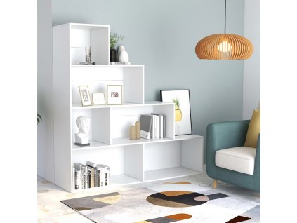 vidaXL Knižnica/deliaca stena, biela 155x24x160 cm, kompozitné drevo