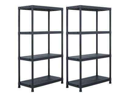 vidaXL Regále s úložnými poličkami 2ks čierne 60x30x138 cm plast