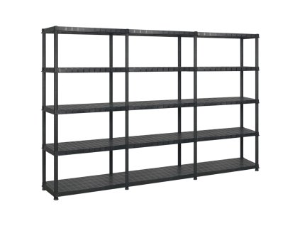 vidaXL Regál s 5 úložnými poličkami čierny 274,5x45,7x185 cm plastový