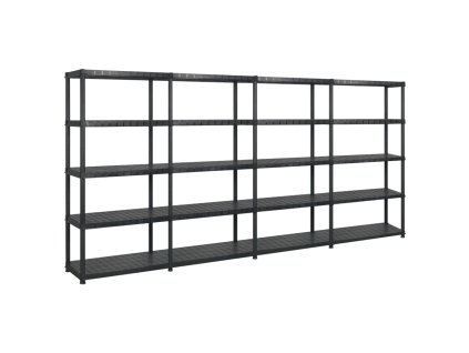 vidaXL Regál s 5 úložnými poličkami čierny 366x45,7x185 cm plastový