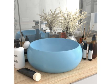 vidaXL Luxusné umývadlo, okrúhle, matné svetlomodré 40x15 cm, keramika
