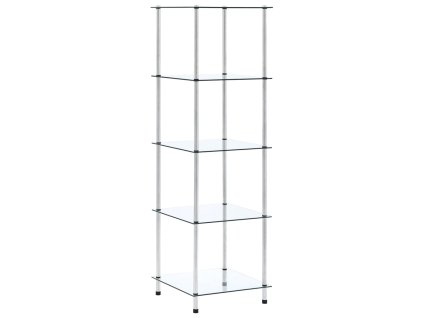 vidaXL Regál s 5 policami, priehľadný 40x40x130 cm, tvrdené sklo