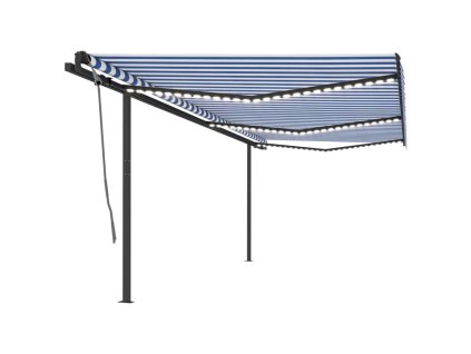 vidaXL Ručne zaťahovacia markíza s LED 6x3 m modro-biela
