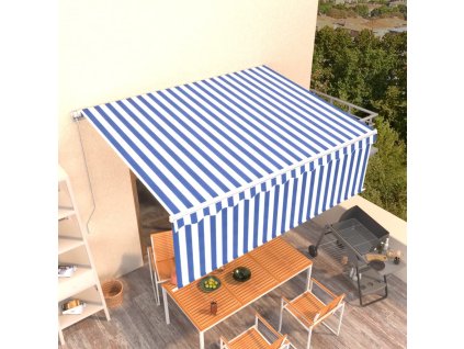 vidaXL Ručne zaťahovacia markíza s tienidlom 4,5x3 m modro-biela