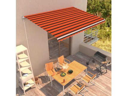vidaXL Ručne zaťahovacia markíza oranžová a hnedá 450x300 cm