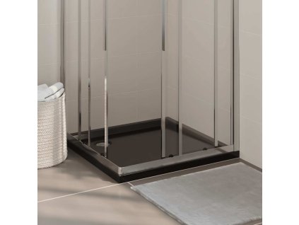 vidaXL Štvorcová sprchová vanička z ABS čierna 80x80 cm