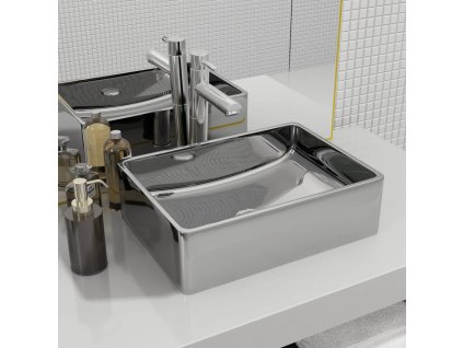 vidaXL Umývadlo 41x30x12 cm keramické strieborné