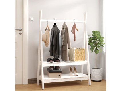 vidaXL Stojan na šaty biely 100x45,5x150 cm masívna borovica