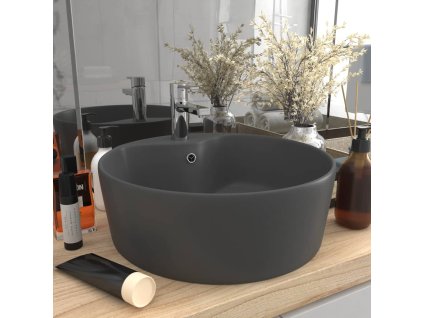 vidaXL Luxusné umývadlo, prepad, matné tmavosivé 36x13 cm, keramika